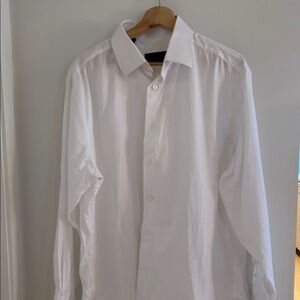 David Donahue White Dress Shirt Classic Long-Sleeve Design